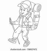 Cartoon Hiker Coloring Mountain Shutterstock Stock Climber Children Book Kids sketch template