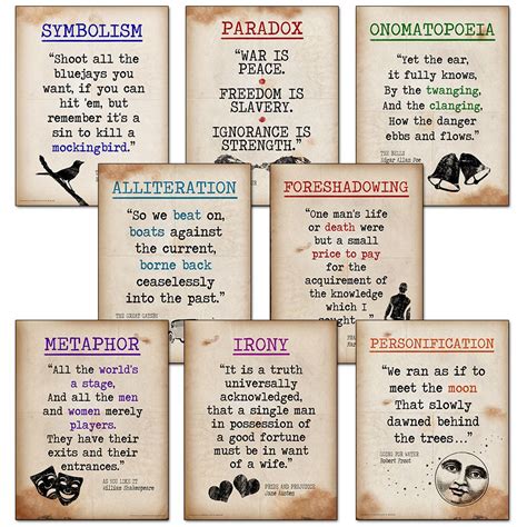 literary terms mini posters  quotes set   literary terms