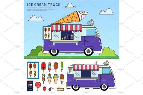 ice cream truck custom designed illustrations creative market
