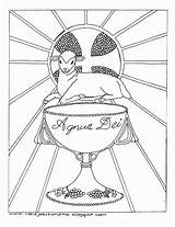 Coloring Communion Pages God Lamb Monstrance Catholic Jesus Kids Altar Colouring Easter Holy Color Print Little Corpus Drawing Para Embroidery sketch template