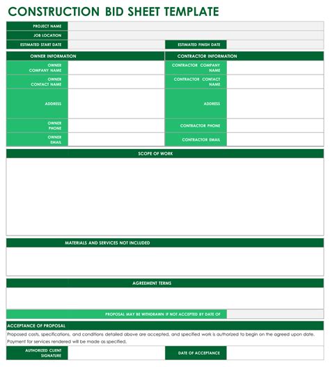 printable bid proposal forms