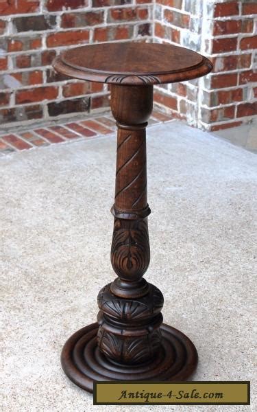 Antique English Carved Oak Turned Post Pedestal Display