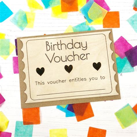 birthday voucher wooden card  jayne tapp design notonthehighstreetcom