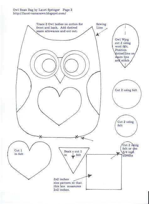 owl sewing pattern  owl pattern template   pattern