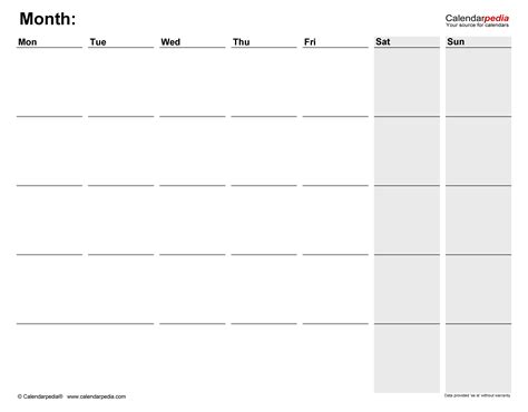 blank monthly calendar template   incremental mama