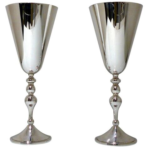 modern sterling silver pair of champagne flutes london 2000 asprey and