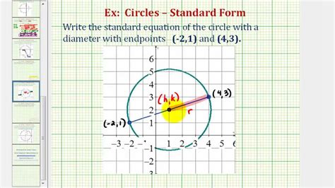 find standard equation   circle   endpoints