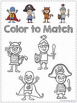 Kids Costume Coloring Pages Color Just Match sketch template