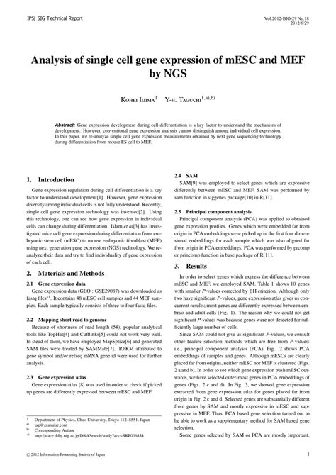 Pdf Analysis Of Single Cell Gene Expression Of Mesc And Mef By Ngs