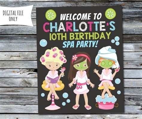 spa party   sign personalized digital printable