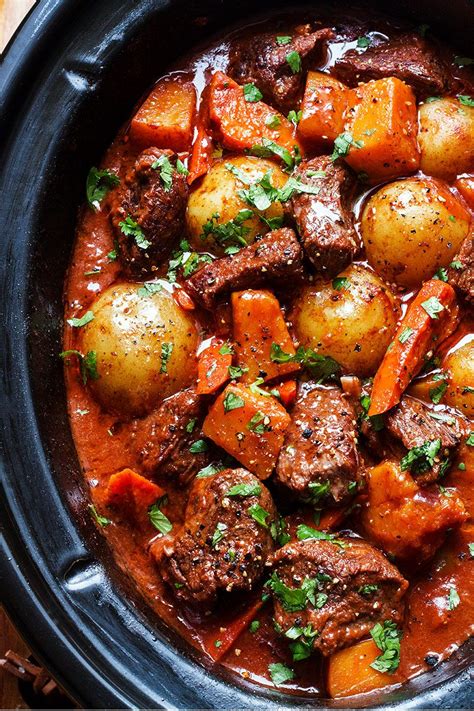 slow cooker beef stew recipe  butternut carrot  potatoes