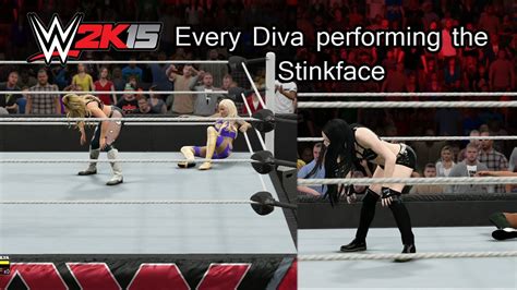 wwe 2k15 ps4 every diva performing the stinkface youtube