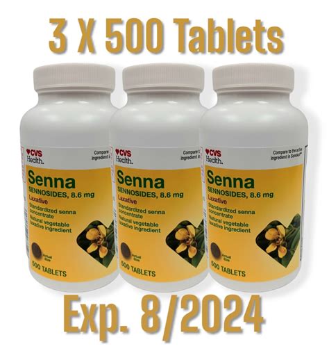 Cvs Senna Laxative Sennosides 8 6mg 3 Bottles Of 500 Tablets Each Ebay