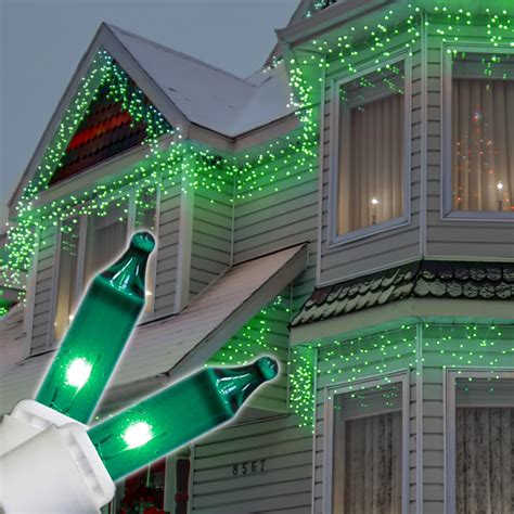 christmas icicle light  green icicle lights white wire