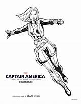Coloring Captain Pages Soldier Winter America Marvel Falcon Printable Female Printables Movie Sheets Superhero Widow Boys Getcolorings Clip Activity sketch template
