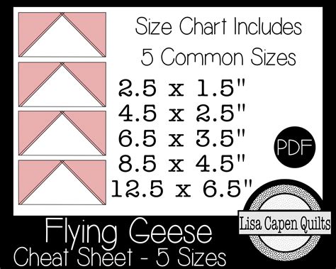 flying geese cheat sheet  quilters   methods etsy