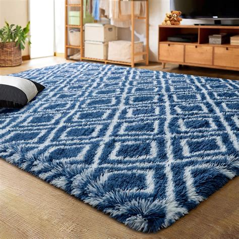 lochas luxury velvet shag area rug plush fluffy rugs  bedroom living room geometric moroccan