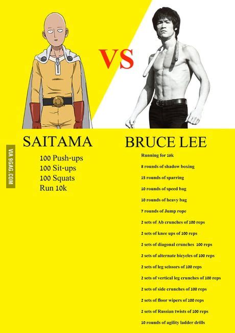 Daily Workout One Punch Man Vs Bruce Lee One Punch Man