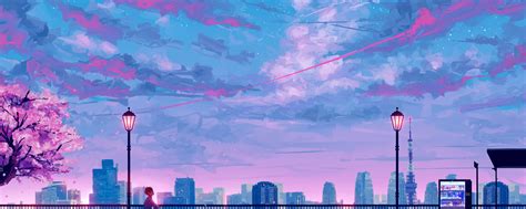 City Pixel Art Dual Monitor Wallpaper