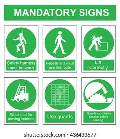 green mandatory safety sign set isolated stock illustration