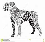 Boxer Dog Coloring Zentangle Illustration Mandala Vector Stylized Freehand Hunde Pattern Zum Hund Ausmalen Ausdrucken Ornate Zen Drawn Pencil Lace sketch template