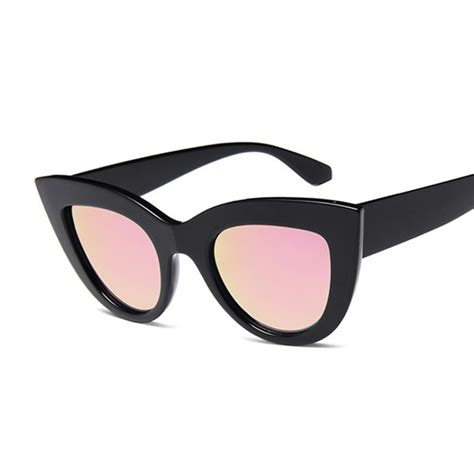 new retro fashion sunglasses women brand designer vintage cat eye black