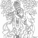 Krishna Pages Coloring Drawing Lord Outline Painting Google Getcolorings Drawings Radhe sketch template