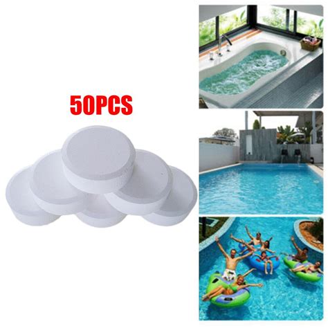 50pcs Çok Fonksiyonlu Beyaz Klor Tablet Sıcak Küvet Yüzme Havuzu Spa