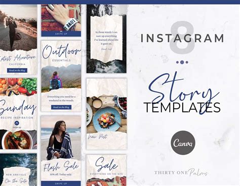 instagram story templates  canva torn paper social media marketing website templates