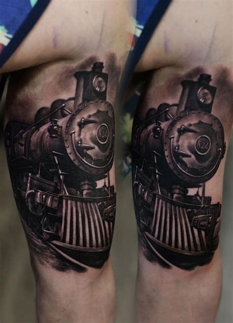 black and gray locomotive tattoo inkstylemag tattoos train tattoo