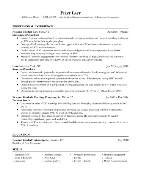 consultant resume    resume worded