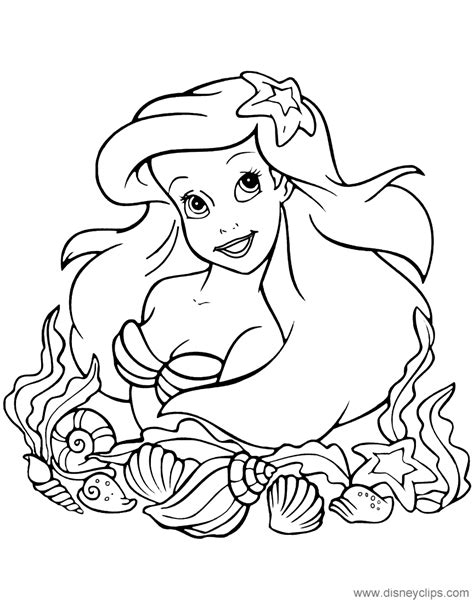 mermaid coloring pages  disneyclipscom