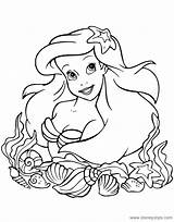 Ariel Coloring Mermaid Face Princess Disneyclips sketch template