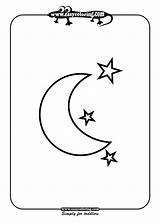 Moon Stars Easy Coloring Shapes Drawing Pages Half Simple Printable Crescent Drawings Star Kids Draw Pencil Kindergarten Letter Print School sketch template