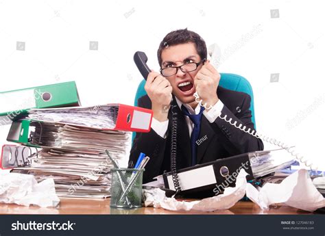 young busy businessman   desk stock photo  shutterstock