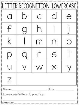 letter recognition assessments  special  learners tpt