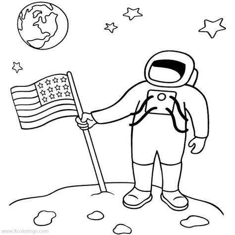astronaut reached  moon coloring pages xcoloringscom