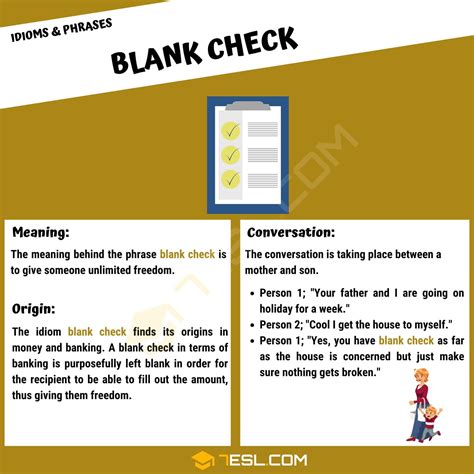 blank check meaning  examples   idiomatic term  english esl