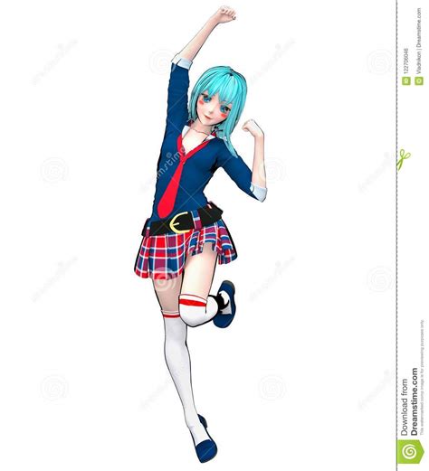 3d japanese anime schoolgirl stock illustration illustration of
