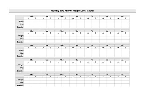 Weight Loss Chart Template In Pdf And Excel Weekly Monthly