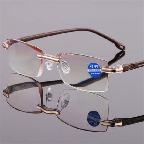 new frameless reading glasses women men cut edge anti blue light resin