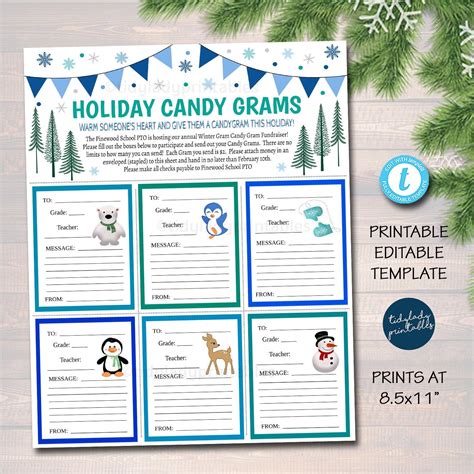 holiday candy gram flyer holiday candy gram fundraiser etsy