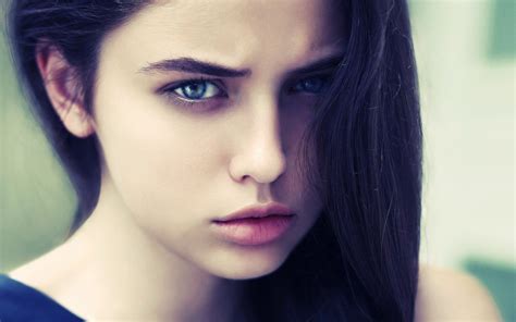 wallpaper face women model long hair blue eyes