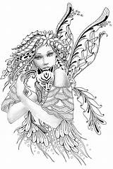 Coloring Fairy Pages Adult Grayscale Etsy Printable Sold sketch template