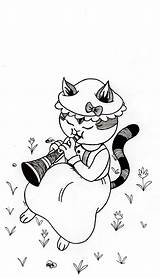 Cat Clarinet Playing sketch template