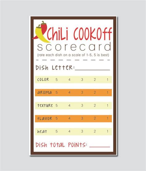 group chili cookoff sheet instant  etsy