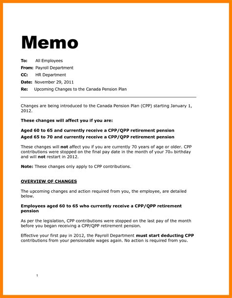 memo format