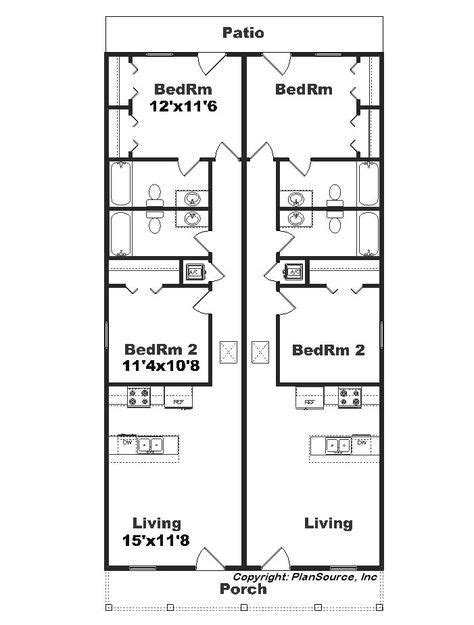 narrow duplex   plansourceinccom duplex house plans duplex plans narrow lot house