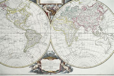 carte geographique ancienne mappemonde ou description du globe