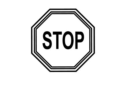 stop sign black  white clipart cat